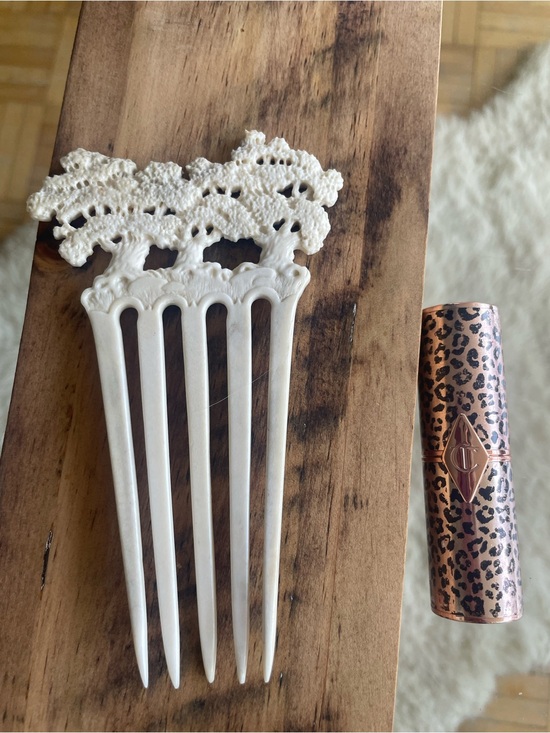 Accessories - Vintage Signed Carved Bone Hair Comb – Intricate Openwork Design